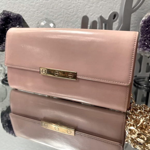 Auth CARTIER Love Collection Long Blush Pink Wallet/crossbody, EUC,RARE - Picture 1 of 17